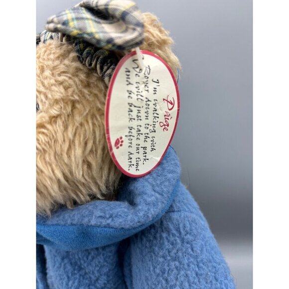 Progressive Plush Paige Bear With Puppy Wearing Blue Coat on Stand - Picture 5 of 8